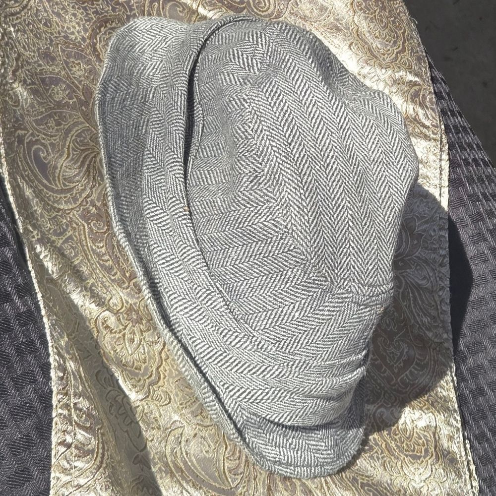 Girls Gray Tweed Herringbone Cloche Hat Wool Blend Vintage Brimmed Lined Fedora - Picture 4 of 9